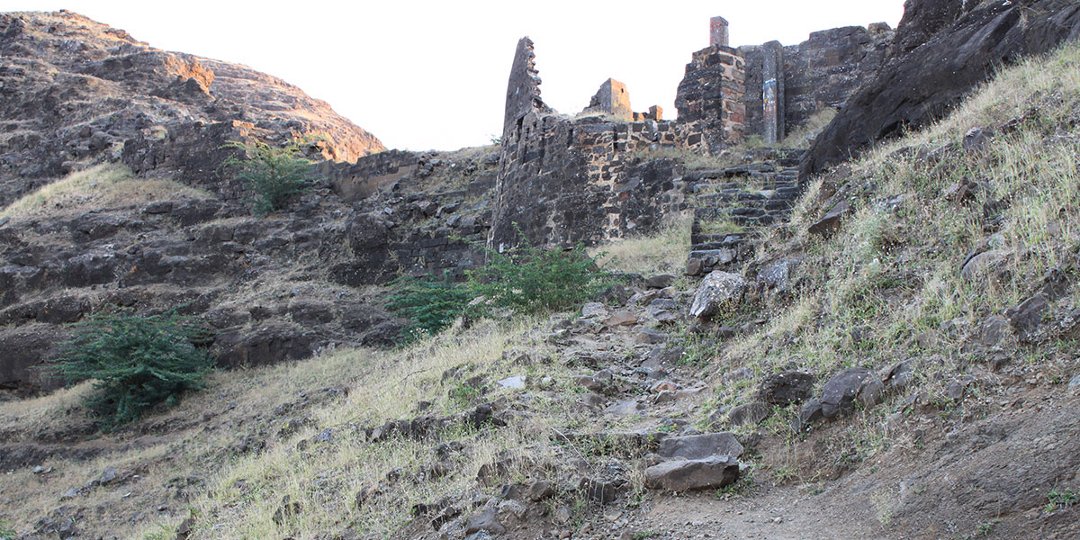 Old Gateways in the ruined fort and caves.